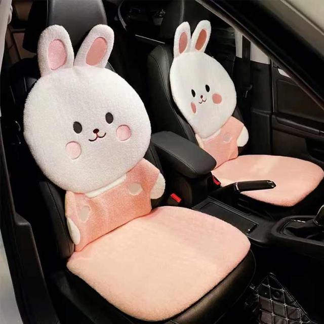 運転席 兎 車 軽自動車 おしゃれ 熊 シートカバー 腰枕付き カーシートカバー 普通車 全席カバー シートカバーセット 座席カバー 前席 内装パーツ 助手席 かわいい 内装インテリア_4