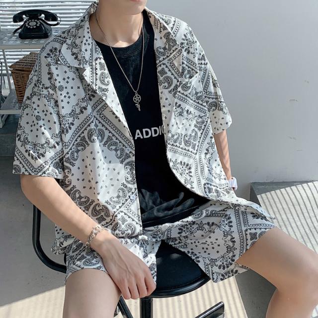 セットアップ メンズ 春夏 半袖 上下セット カジュアルシャツ ハーフ