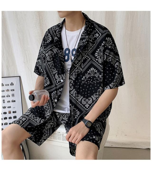 セットアップ メンズ 春夏 半袖 上下セット カジュアルシャツ ハーフ