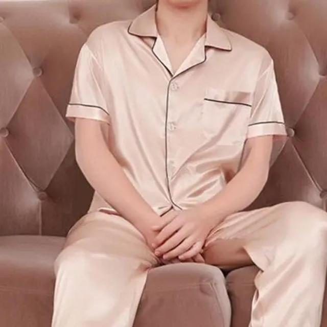 シルク パジャマ メンズ シルクパジャマ 上下セット 前開き 長袖