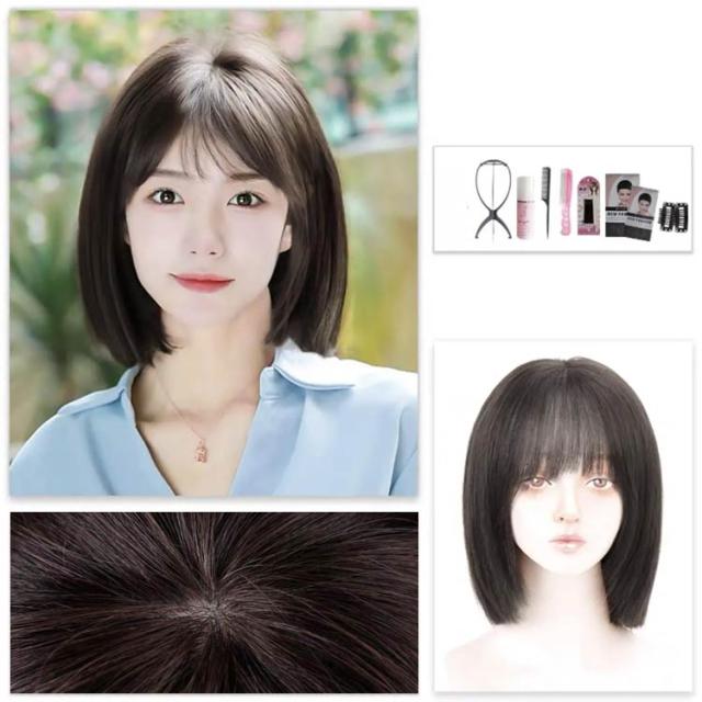 ウィッグ ショート ボブ 人毛 30cm かつら フルウィッグ