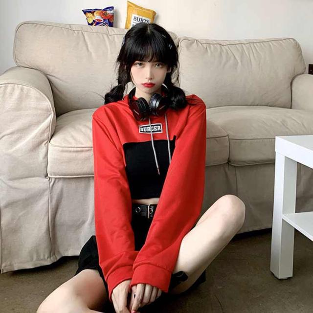 胸あきパーカー レディース ダンス衣装 スウェット パーカー トレーニングウェア 長袖 女性 かわいい ショート丈パーカー へそ出し 韓国風 ヒップホップ kpop 衣装 M L XLの通販は - ARストア 通販サイト
