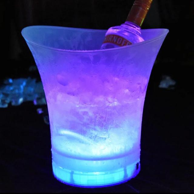 光る LED シャンパン ワインクーラー ペール 光る ワインクーラー 中型 LED マルチカラー 充電式 お酒 シャンパン