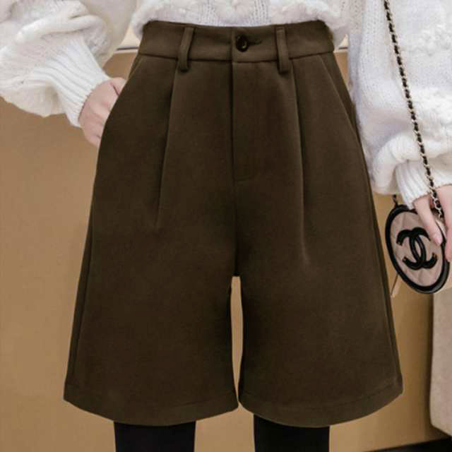 ウールライク ハーフパンツ レディース 冬 ショートパンツ