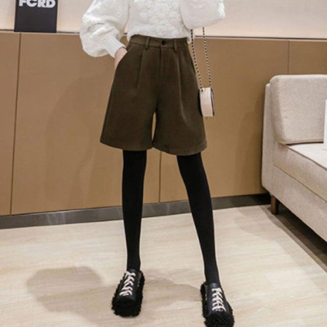 ウールライク ハーフパンツ レディース 冬 ショートパンツ