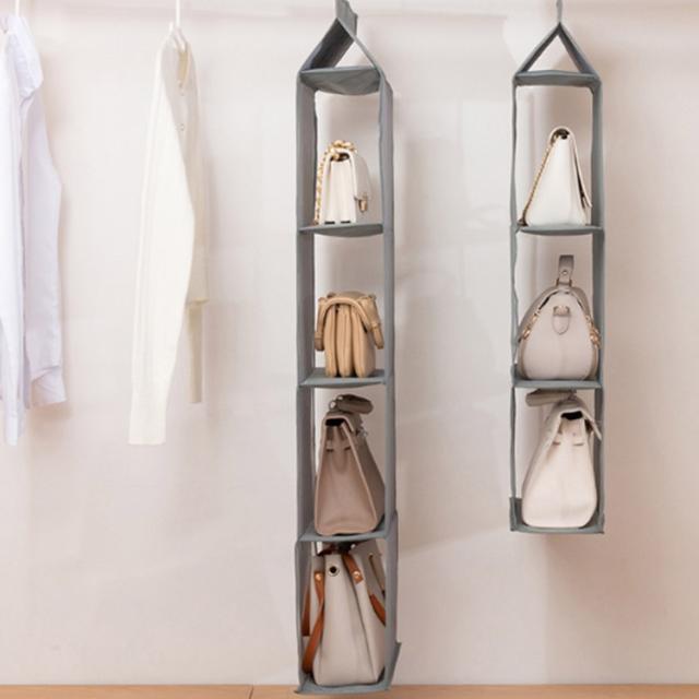 吊り下げ収納 折りたたみ バッグ収納ラック 4段 ハンガー 省スペース