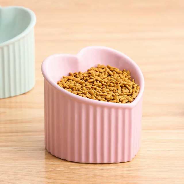 猫 食器 陶器 犬 食べやすい 傾斜 ハート型 ペット フードボウル 食器