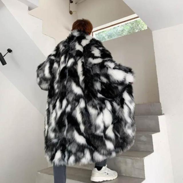 ファーコート メンズ 厚手 毛皮コート ロングコート フェイクファー 