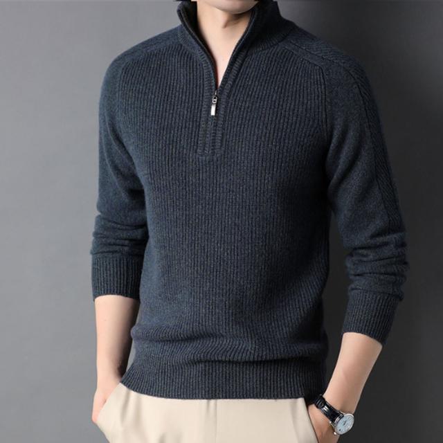 ウール セーター メンズ ハーフジップ ゴルフ ハーフジップニット