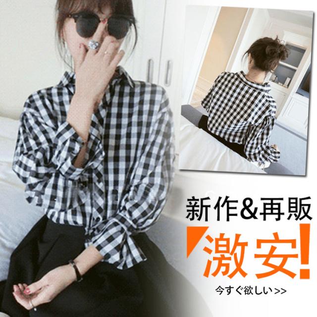 七分袖ブラウス シャツ ブラウス チェックシャツ チェック柄