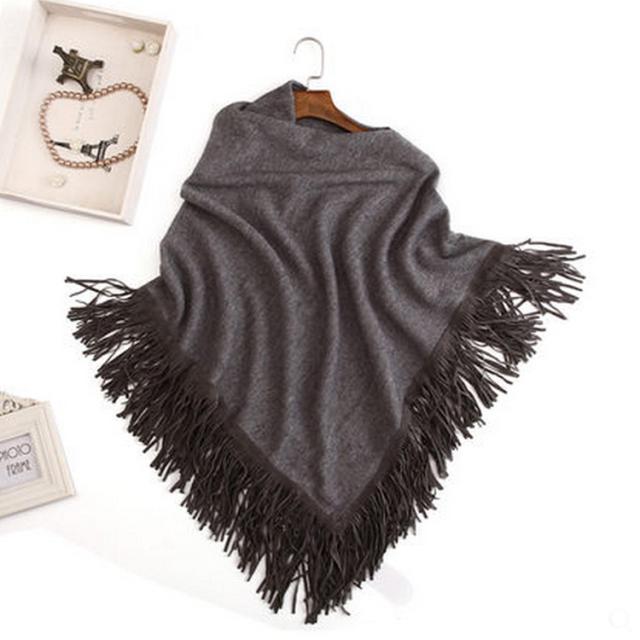 フリンジデザイン ポンチョ トップス ニットポンチョ ニット ニット