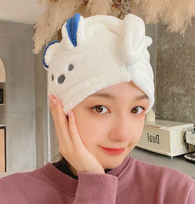 かわいい ヘアドライタオル ドライキャップ アニマル 速乾 長髪 吸水性 お風呂 タオルキャップ マイクロファイバー タオル 