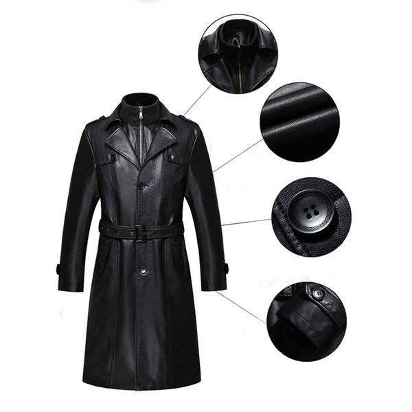【爆買】レザーコート　ラム革コート 　裏起毛　膝丈　ロングコート　トレンチコート　防寒　ビジネス　バイクジャケット ブラック レザーコート ラム革コート 裏起毛 膝丈 ロングコート トレンチコート