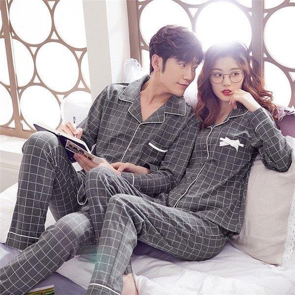 パジャマ カップル 春秋冬 ペアパジャマ 前開き 長袖 ルームウェア レディース メンズ 恋人 お揃い ペアルック ワンピース 長ズボン 部屋の通販はau Pay マーケット 蓮商店