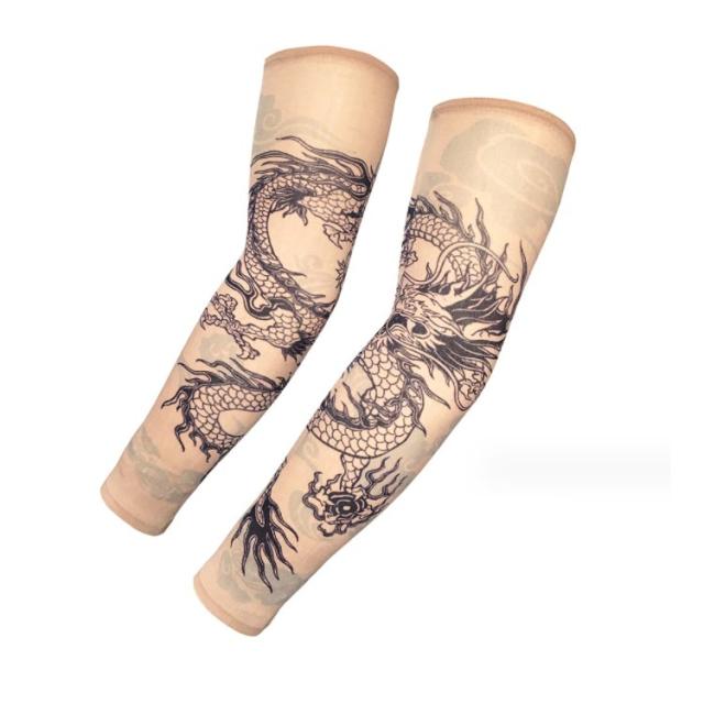 刺青 34色】タトゥースリーブ 肘サポーター アームカバー アーム