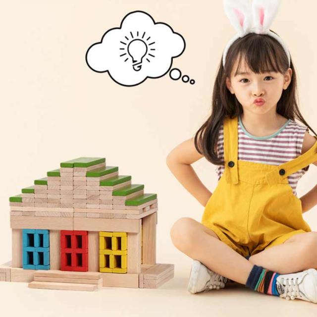 木製 300ピース 赤ちゃん 積み木 積み木セット 幼児 木のおもちゃ 300PCS ベビー 無着色 ブロック 子ども 子供 男の子 女の子 つみき 知育玩具 出産祝い_2
