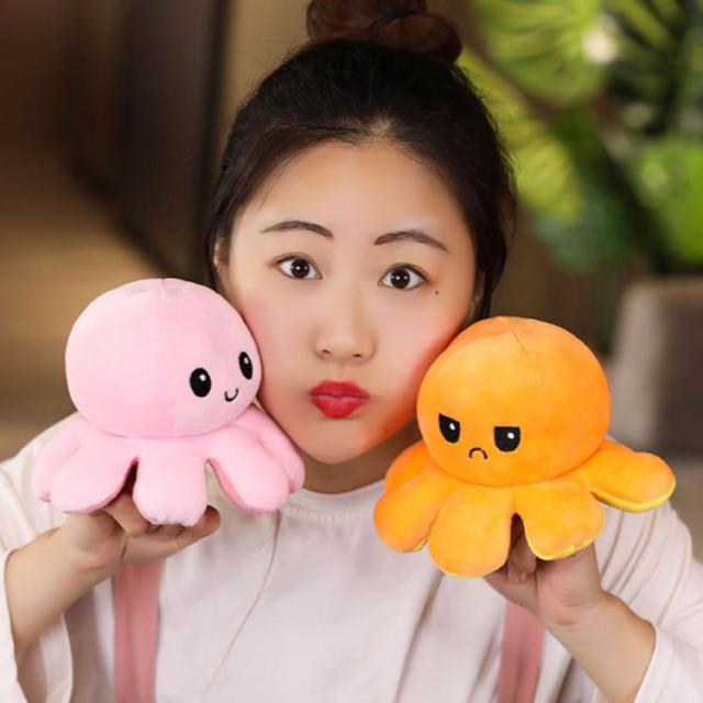 タコ ぬいぐるみ リバーシブル たこ 蛸 20cm 怒る顔 笑い顔 動物