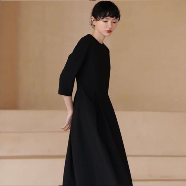 クラシカルワンピース ロング ワンピース レディース ブラック