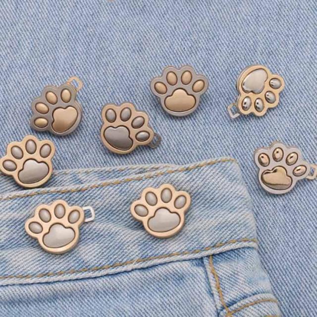 ウェスト調整 猫爪 かわいい ズボン アジャスター ピン 調整ピン ウエストバックル 位置調整 飾り デコ ウェスト アジャスター 金具 送料無料 ガーメントボタン ウェスト 大きめ ジーンズ デニム クラフト シルバー ゴールド スヌード・ネックウォーマー