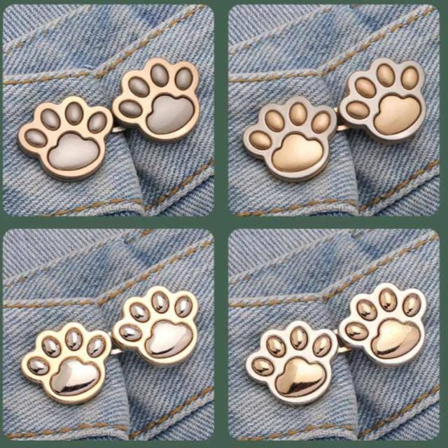 ウェスト調整 猫爪 かわいい ズボン アジャスター ピン 調整ピン ウエストバックル 位置調整 飾り デコ ウェスト アジャスター 金具 送料無料 ガーメントボタン ウェスト 大きめ ジーンズ デニム クラフト シルバー ゴールド スヌード・ネックウォーマー