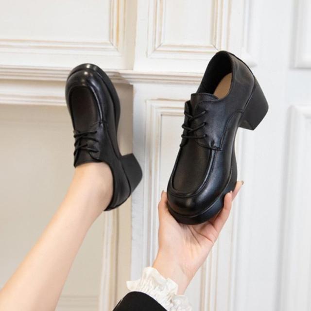 本革 牛革 ローファー 厚底 学生ローファー ロリータシューズ コスプレ靴 美脚 パンプス 黒 ブラック ブラウン コスプレローファー 入学式 新入学 学生靴 通学 レディース 学生靴 幅広 6cmヒールの通販は