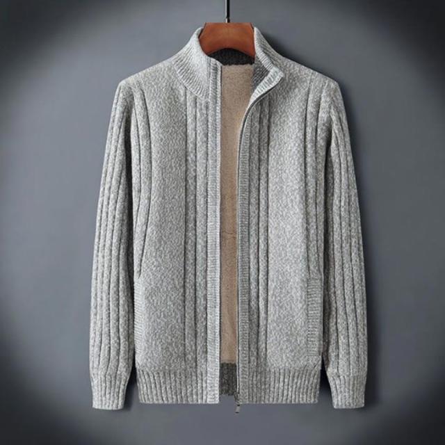 ニット ジャケット 裏起毛 カーディガン ニットセーター メンズ ジップ