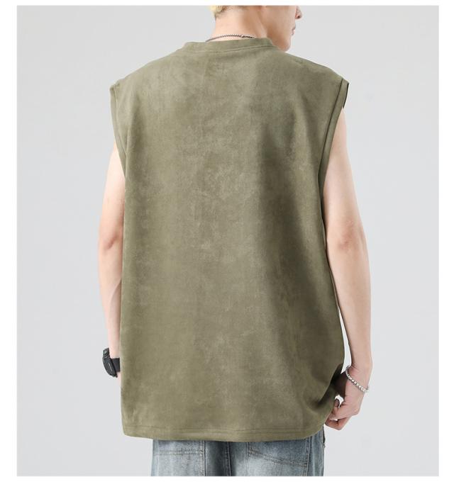 タンクトップ メンズ ノースリーブ Tシャツ 袖なし スエード