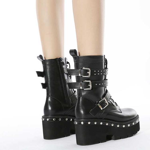 トッズ 38 レディース サイドジップブーツ ベルト ストラップ ブラック