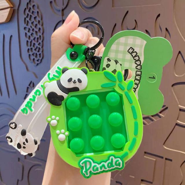 キーホルダー プッシュポップゲーム アニマル 迷路付き 両面遊べる