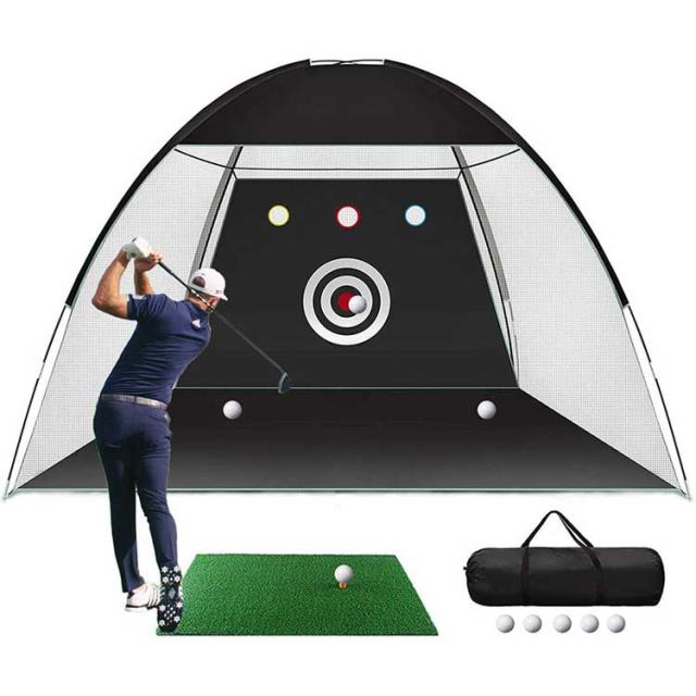 ゴルフネット セット 5点セット 練習用 ゴルフマット ティー ゴルフボール 3mx2mx1.8m 折りたたみ 収納バッグ付き 素振り ドライバー スイング パター 練習器具 室内室外 設置簡単 屋内練習 持ち運び_1