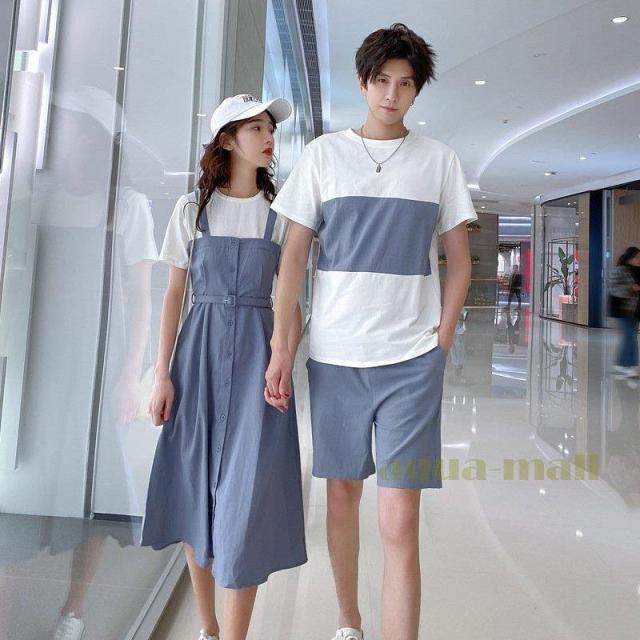 カップル ペアtシャツ 半袖 ペアルック お揃い 服 夏 花柄 パンツ 韓国ファッション デート おでかけコーデ おそろ オルチャンファッション