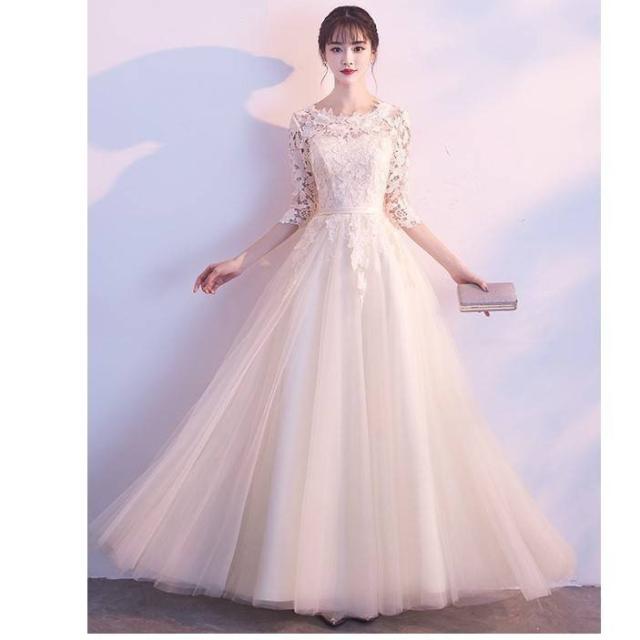 パーティードレス 結婚式 お呼ばれドレス 20代 30代 40代 袖あり ロング レース 黒ロングワンピース 大きいサイズ お呼ばれワンピース 成人式 同窓会 食事会