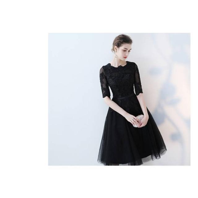 パーティードレス 結婚式 お呼ばれドレス 20代 30代 40代 袖あり レース お呼ばれワンピース 二次会 結婚式フォーマル フォーマルドレス 成人式 同窓会 食事会_2