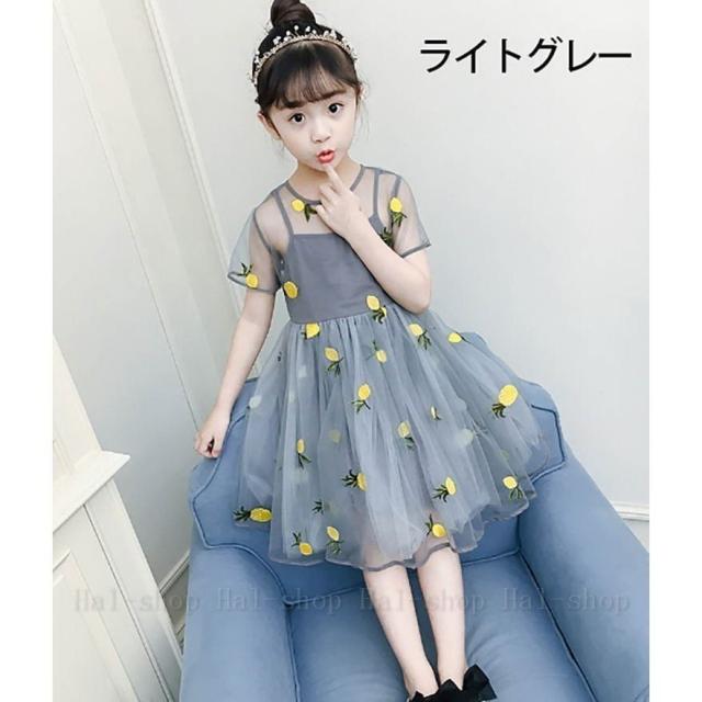 ワンピース キッズ 子供服 韓国子供服 ワンピース 半袖 膝丈 夏服 レース ドレス フレアワンピ ベビー ワンピース 姫 可愛い 通学着/通園着_2