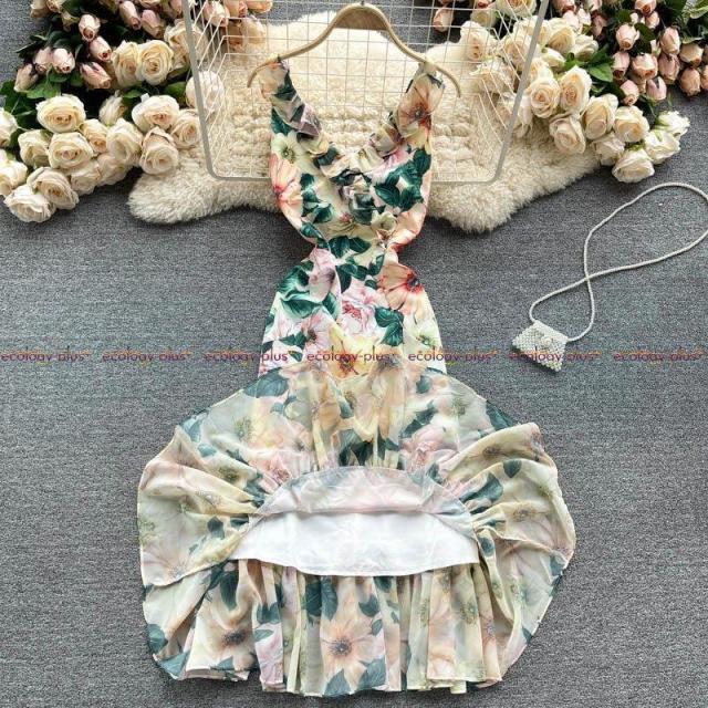 レディースドレスメスサマースイートウッドイヤーVネックスリムラップ