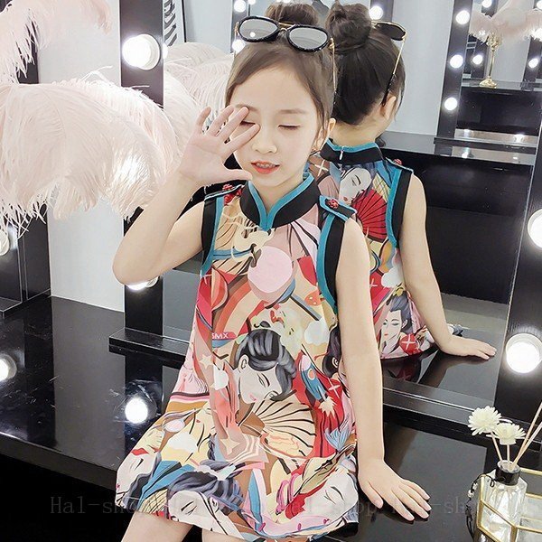 ワンピース ノースリーブ 子供服 夏 キッズワンピース 薄手 花柄ワンピース チュニック 子供ドレス ジュニア おしゃれ 可愛い 涼しい 新品 150cm 160cm ドレス