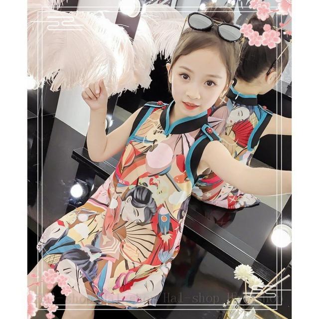 ワンピース ノースリーブ 子供服 夏 キッズワンピース 薄手 花柄ワンピース チュニック 子供ドレス ジュニア おしゃれ 可愛い 涼しい 新品 150cm 160cm ドレス