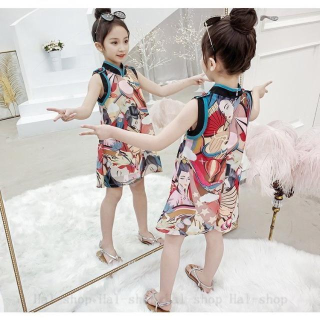 ワンピース ノースリーブ 子供服 夏 キッズワンピース 薄手 花柄ワンピース チュニック 子供ドレス ジュニア おしゃれ 可愛い 涼しい 新品 150cm 160cm ドレス
