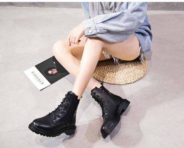 レデイースワークブーツ レースアップ ショートブーツ エンジニアブーツ 靴 編み上げブーツ サイドファスナー シューズ ローヒール 本革 裏起毛 防滑 美脚 秋冬