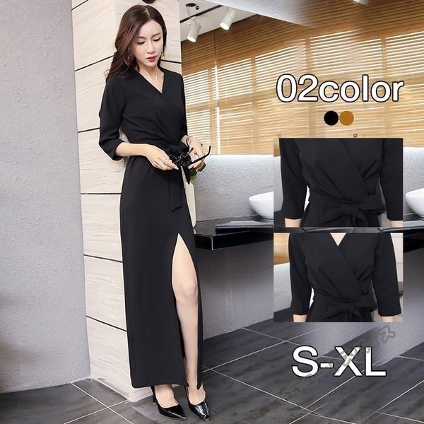 ワンピース 体型カバー レディース ロング丈 長袖 マキシワンピ 大きいサイズ ビッグシルエット 無地 ゆったり ブラックの通販は 6,477円