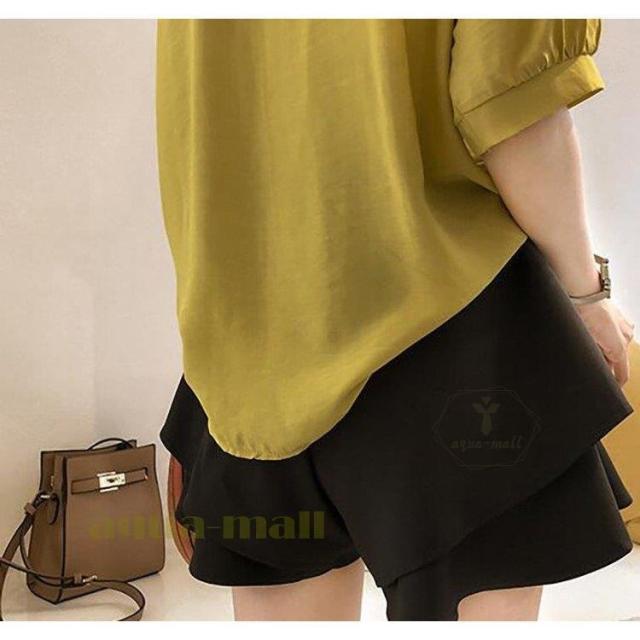 シャツ レディース 夏 半袖 韓国風 Vネック 無地 大きいサイズ