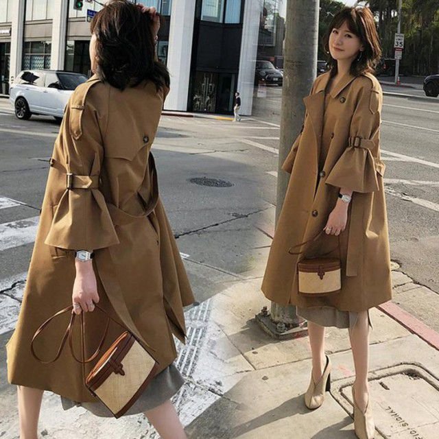 トレンチコート 春新作 トレンチコート レディース 春 レディースアウター 春新作 40代 キャンディースリーブ グレー ベージュ ロングコの通販は 6,175円