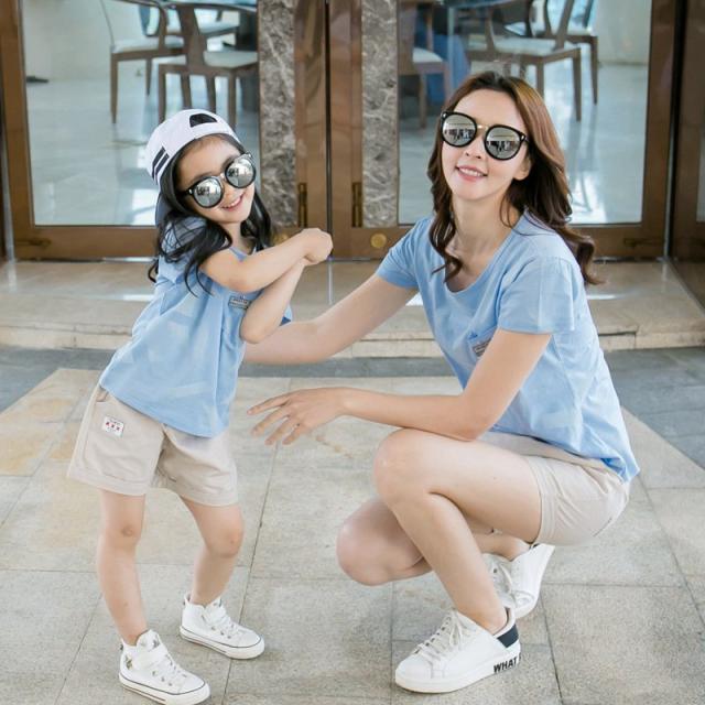 親子ペアルック レディース メンズ 半袖Tシャツ ショートパンツ キッズ おしゃれ  セットアップ 薄手 ご家族お揃い 海旅行 記念日 プレゼントの通販は