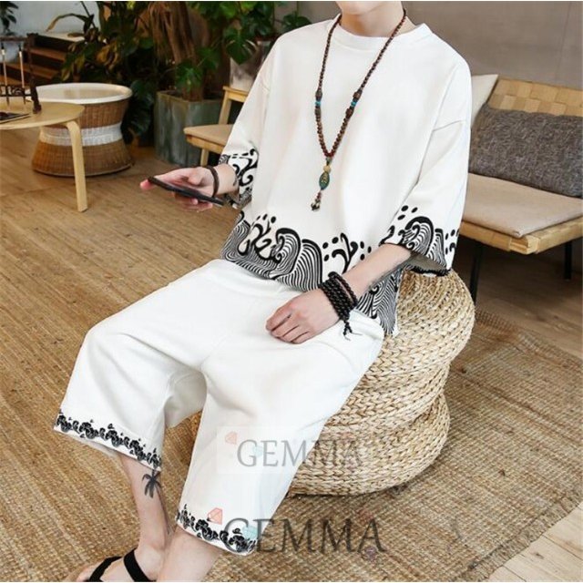 上下セット 半袖 大きいサ Tシャツ 部屋着 セットアップメンズ ジャージ ゆったり 花柄 サルエルパンツ 薄手 涼しいの通販は 5,150円