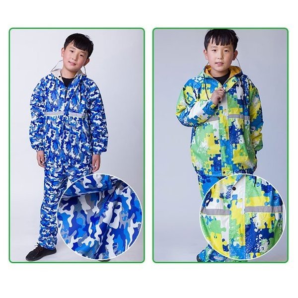 レインコート キッズ 小学生 上下セット 定番 雨具 カッパ 合羽 レインスーツ 撥水加工 通学 自転車 子供用 2019春新作_3