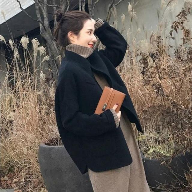 ジャケット レディース ラシャコート ショット丈 アウター シンプル 体型カバー カジュアル ゆったり 着痩せ