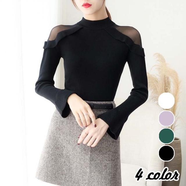 ニットセーター レディース 秋冬 40代 トップス 長袖 セーター ニットソー 肩出し ハイネック 韓国風 ショート丈 ニットトップス ゆったり セーター オシャレ