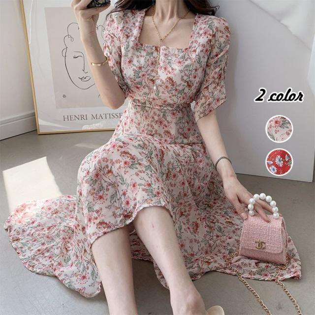 ワンピース レディース 40代 マキシワンピース 春夏 きれいめワンピース半袖 花柄フレアスカート オシャレ 通勤 結婚式 お出かけ 大人 30代 50代