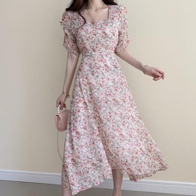 ワンピース レディース 40代 マキシワンピース 春夏 きれいめワンピース半袖 花柄フレアスカート オシャレ 通勤 結婚式 お出かけ 大人 30代 50代