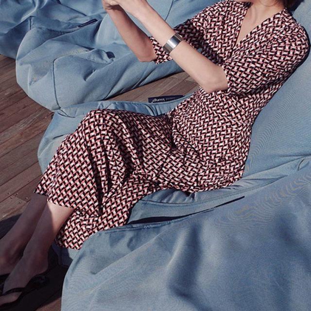 ワンピース レディース 40代 春夏 きれいめ マキシワンピース 五分袖 v